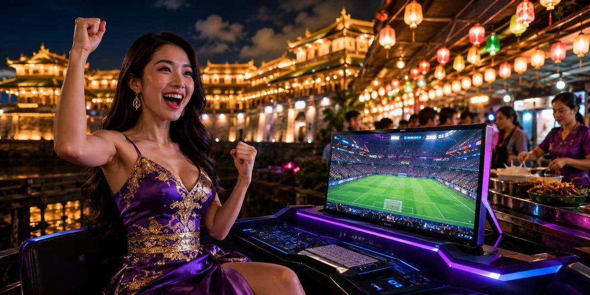 Người hâm mộ esports xem kèo tại chợ đêm Huế với không khí sôi động